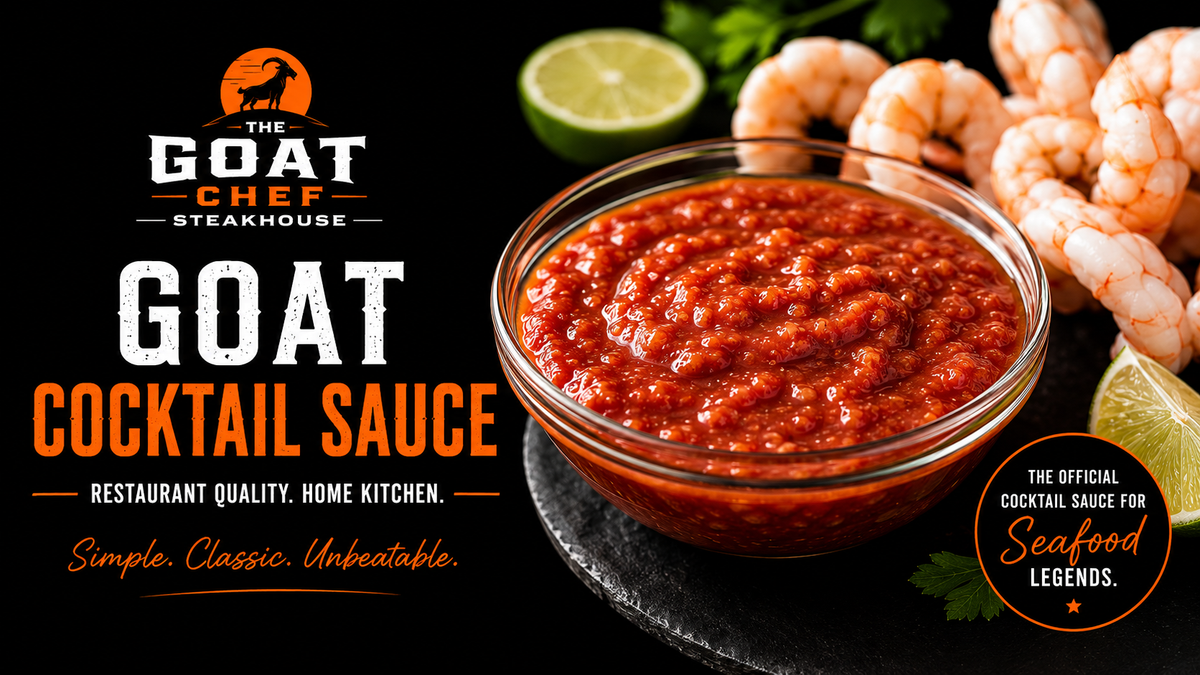 Homemade cocktail sauce with horseradish, Worcestershire, hot sauce and fresh lime