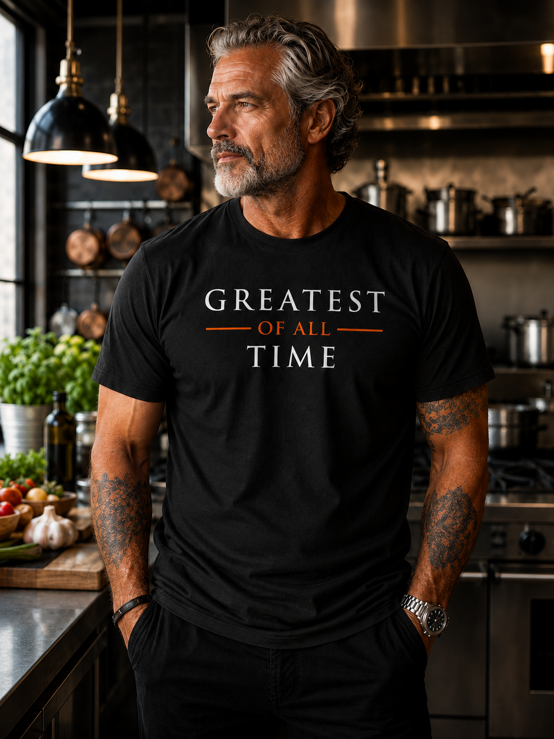 The GOAT Chef Greatest of All Time Tee in Black - front