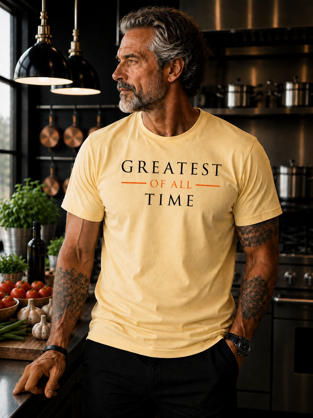 The GOAT Chef Greatest of All Time Tee in Butter - front