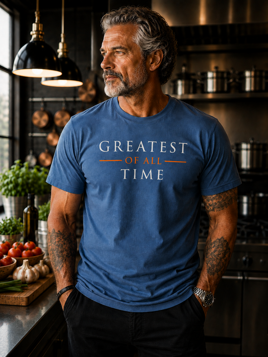 The GOAT Chef Greatest of All Time Tee in Denim - front