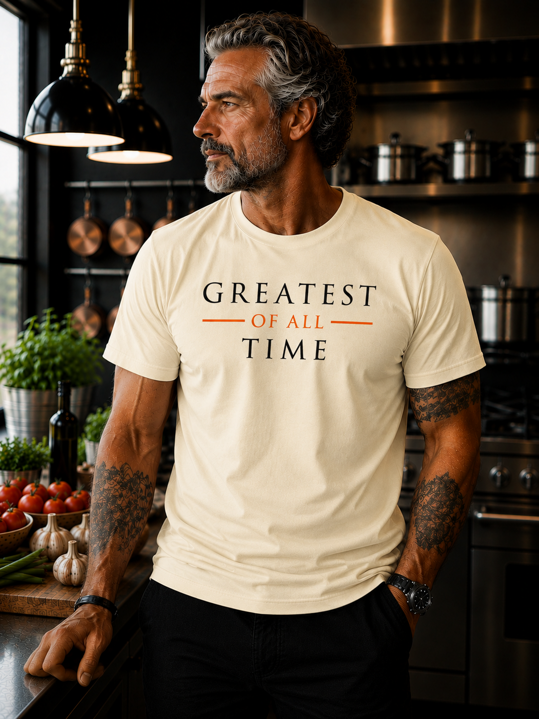 The GOAT Chef Greatest of All Time Tee in Ivory - front
