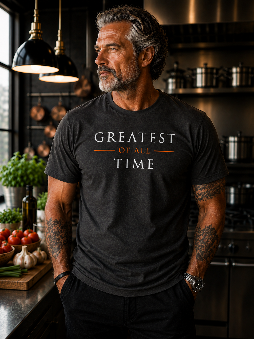 The GOAT Chef Greatest of All Time Tee in Pepper - front