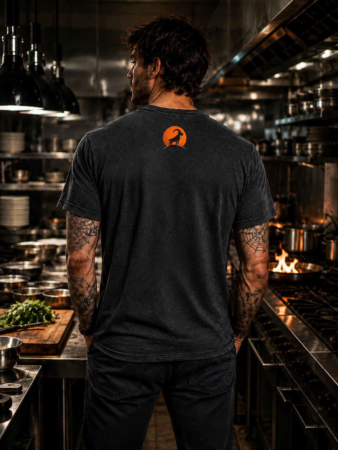 The GOAT Chef Greatest Tee - back neck GOAT logo detail