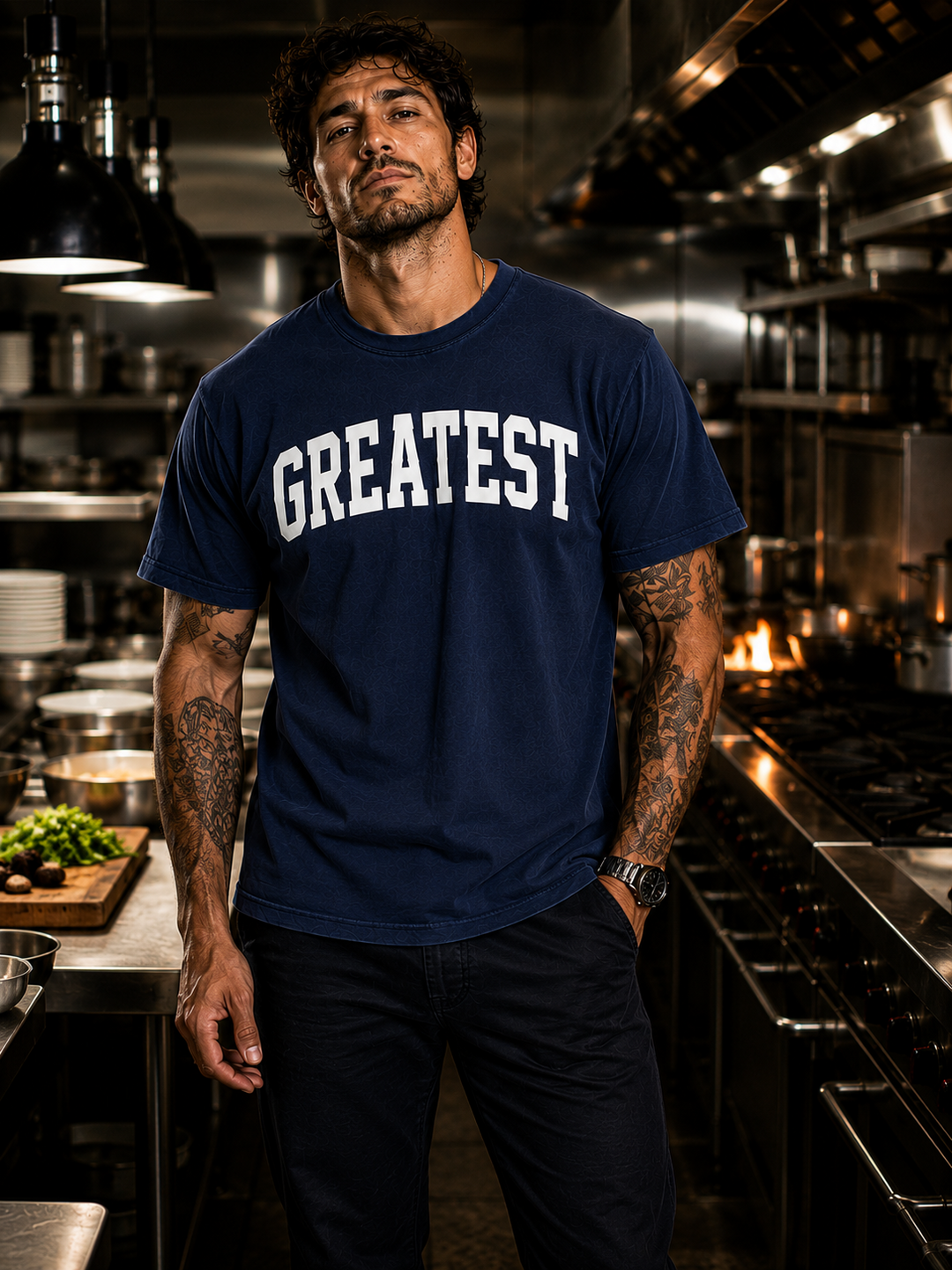 The GOAT Chef Greatest Tee in Midnight - front